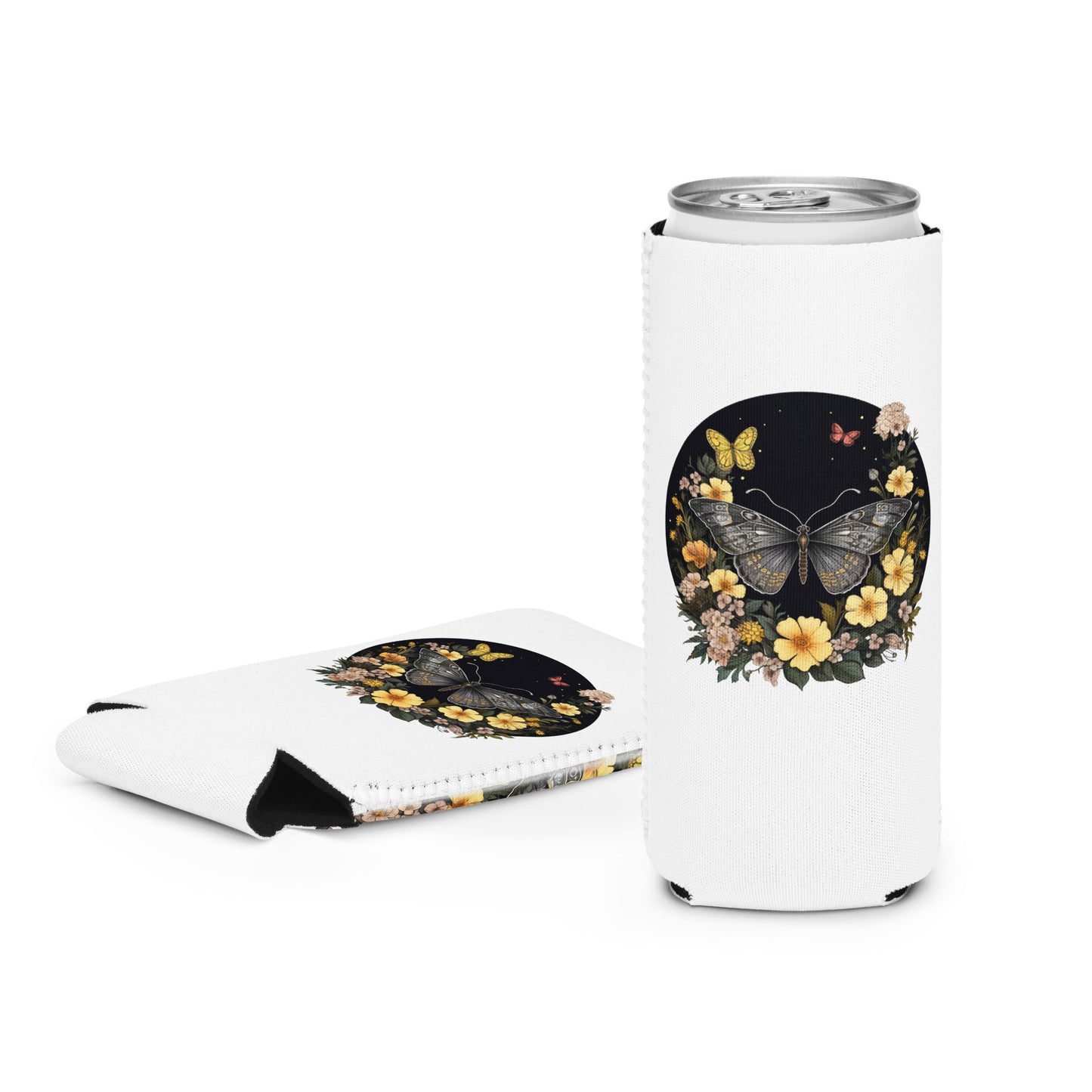 Butterflies & Flowers Can Koozie
