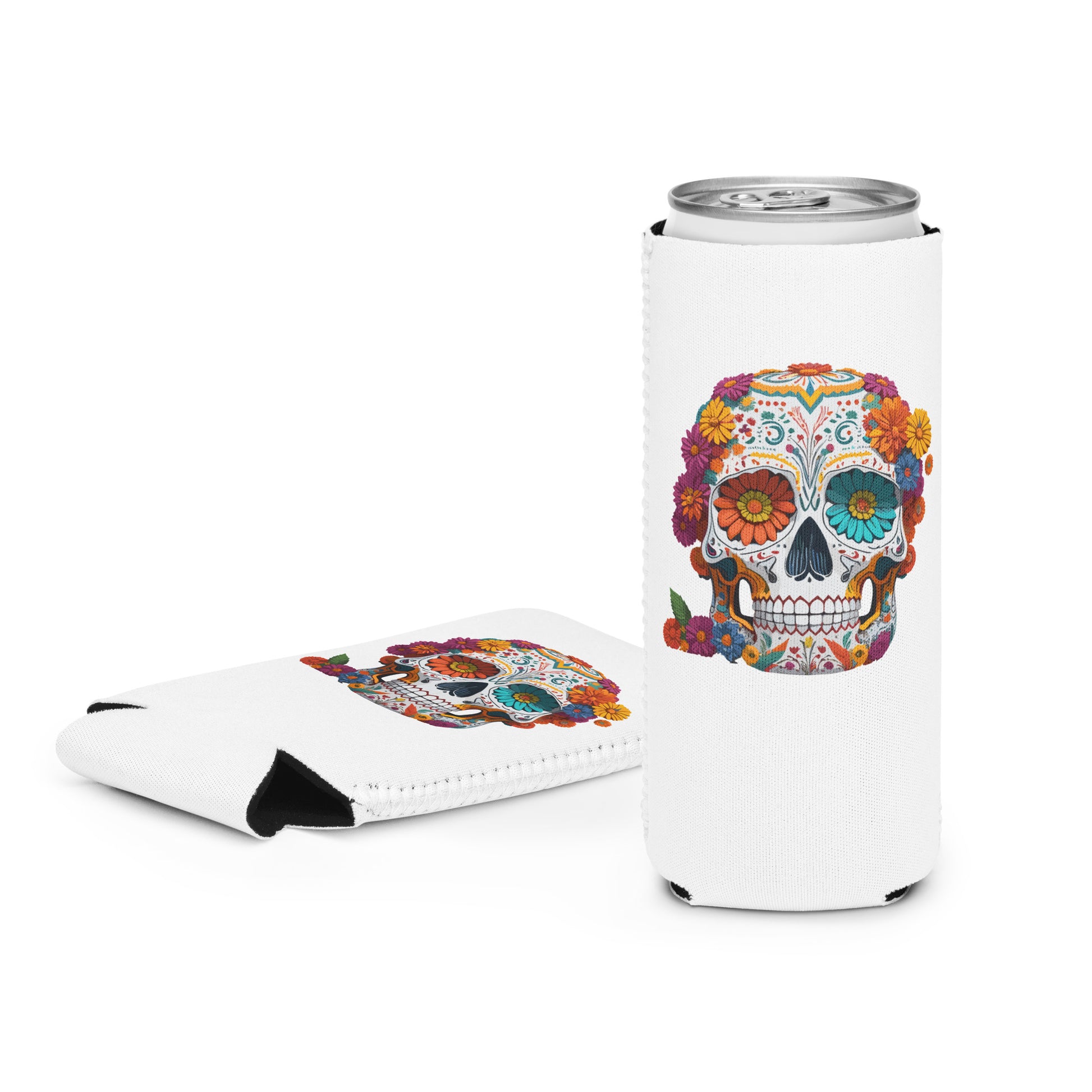 Dia De Los Muertos Slim Can Koozie