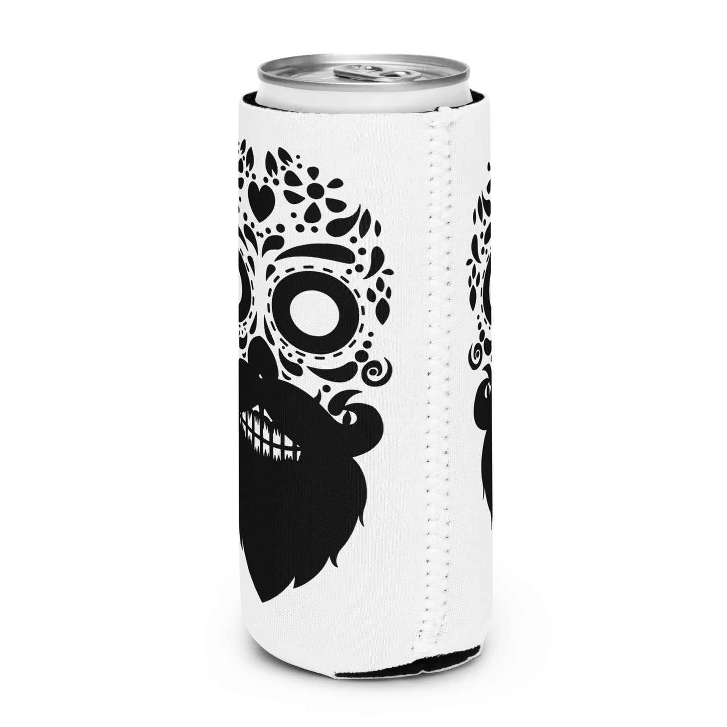 Bearded Sugar Skull slim Can Coolers