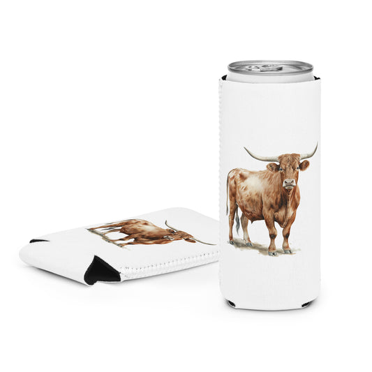 Texas Longhorn Slim Can Koozie