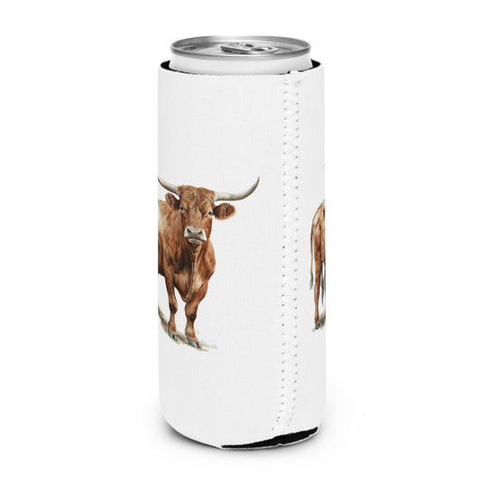Texas Longhorn Slim Can Cooler