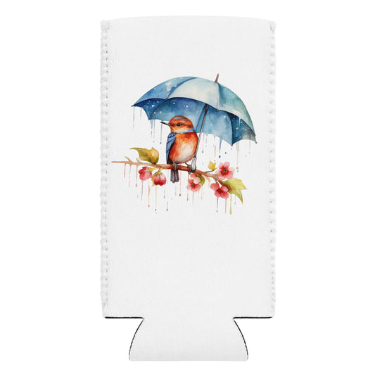 Baby Bird with Umbrella Slim Can Cooler