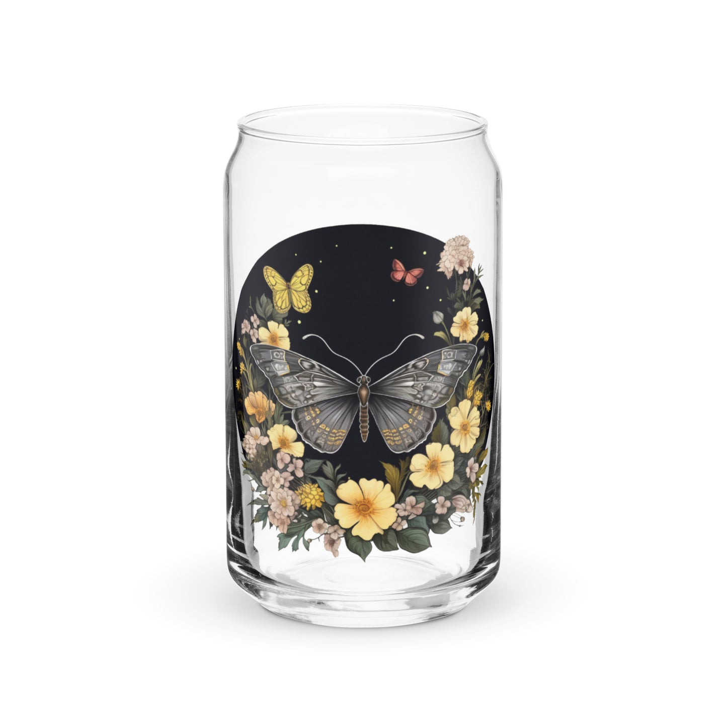 Butterfly & Flowers Glass Cup