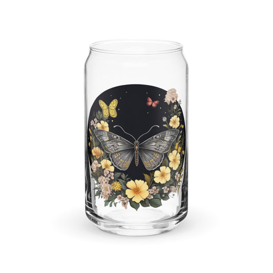 Butterfly & Flowers Glass Cup