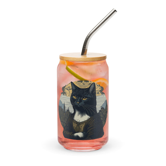 Mona Lisa Cat Glass Cup