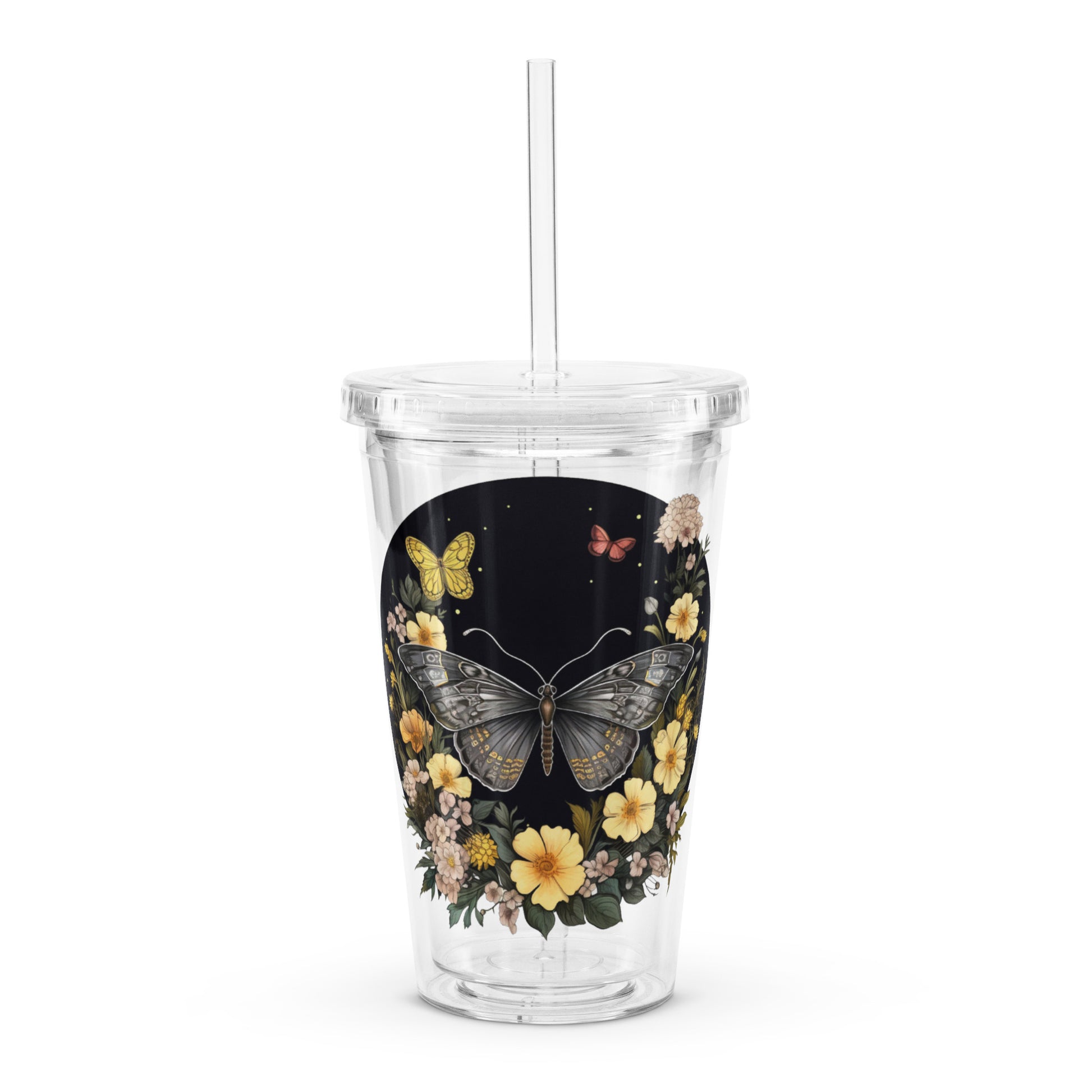 Butterfly & Flowers Tumbler Cup