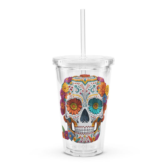 Floral Sugar Skull Tumbler Cup