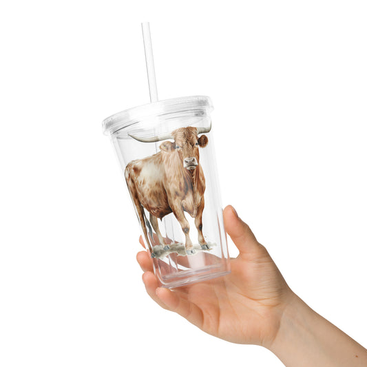 Texas Longhorn Clear Tumbler Cup