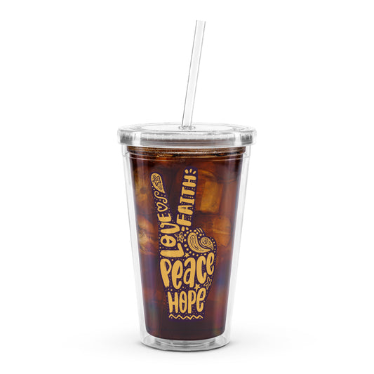 Love, Faith, Hope, Peace Plastic Tumbler