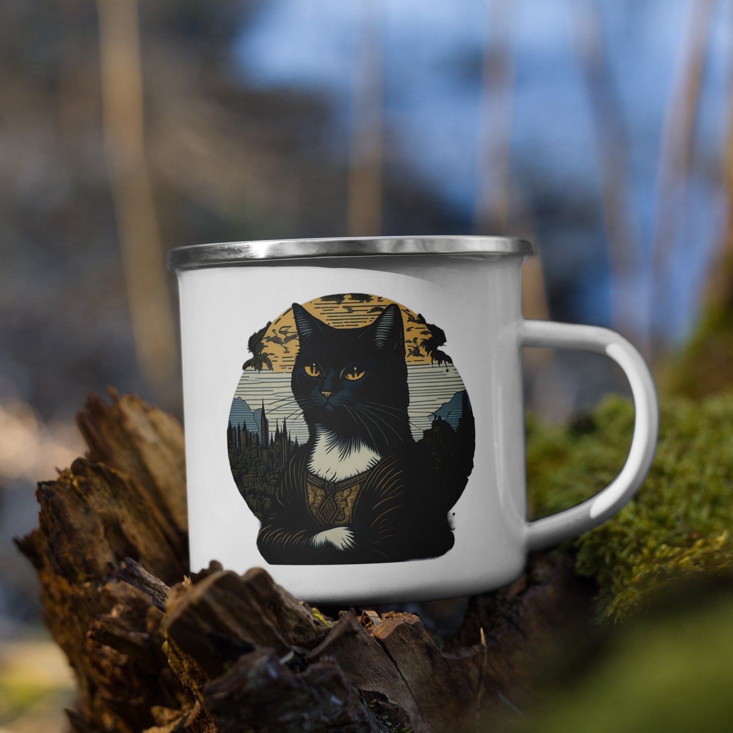 Mona Lisa Cat Camper Mug