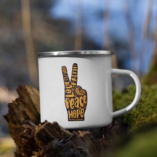 Hand Peace Sign Camper Mug
