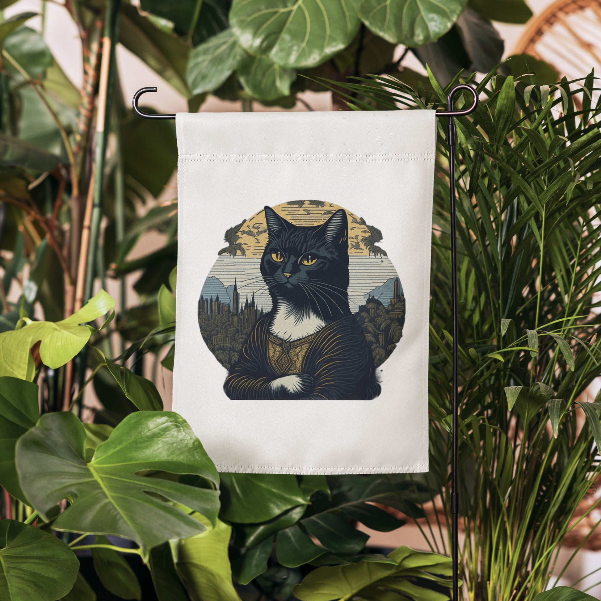 Mona Lisa Cat Garden Flag