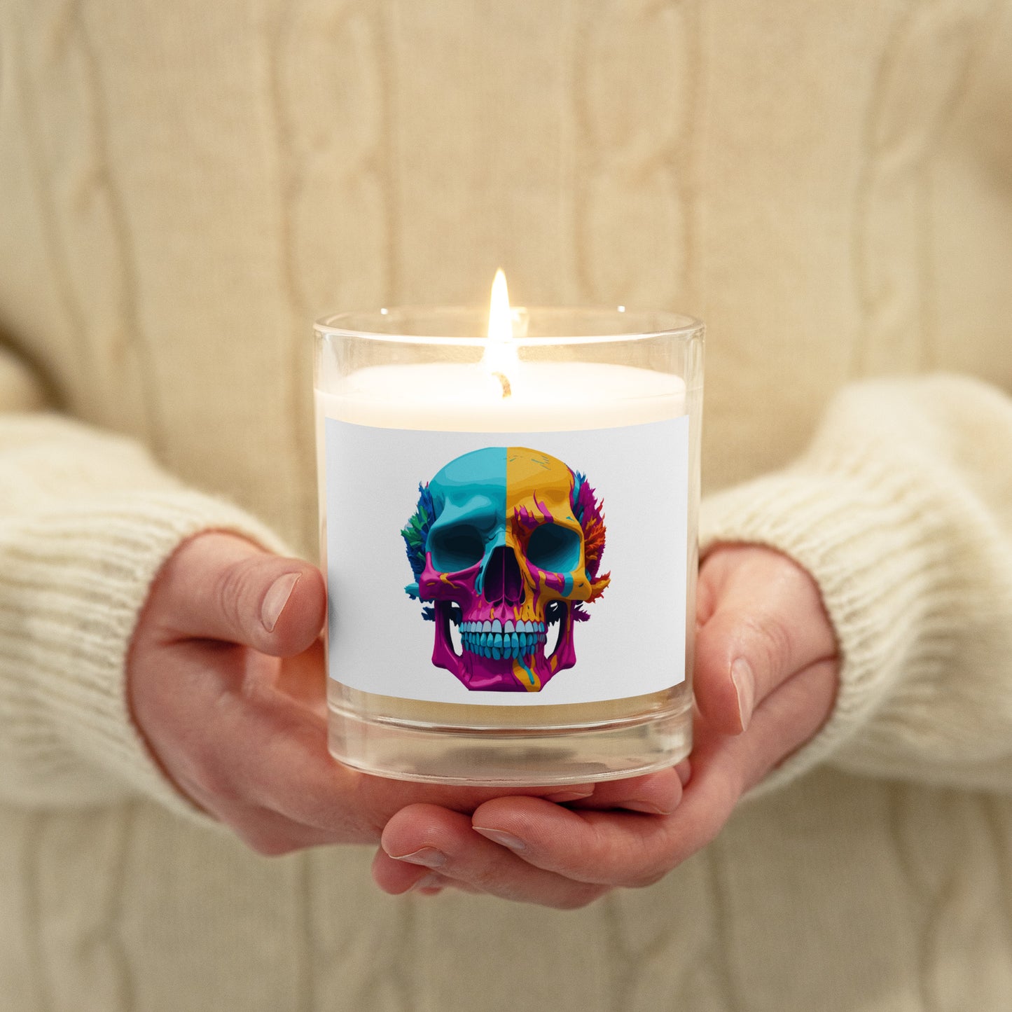 Psychedelic Skull Candle
