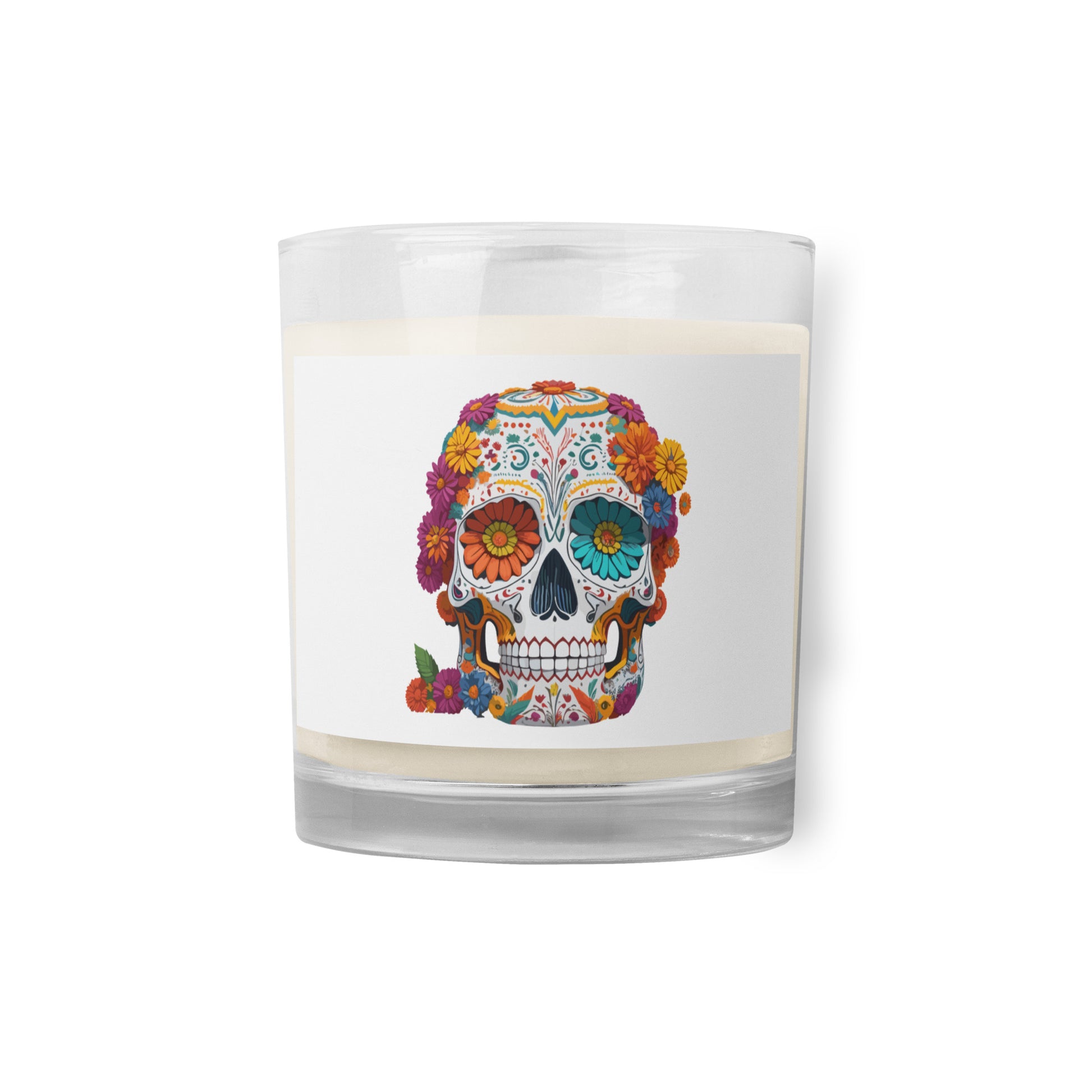 Floral Sugar Skull Candle