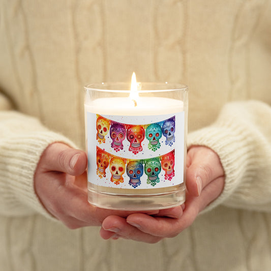 Mexican Fiesta Skull Banner Candle
