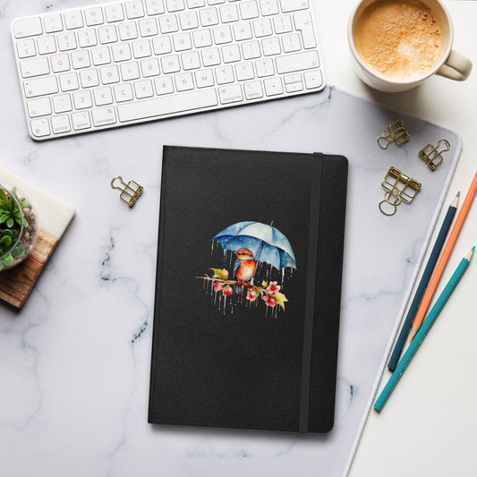 Baby Bird with Umbrella Hardcover Notebook