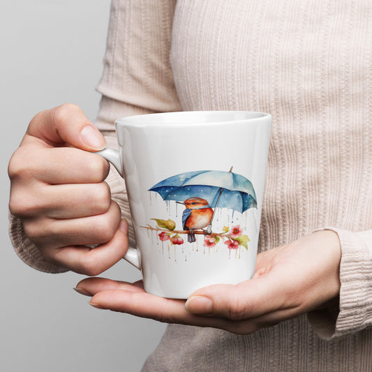 bird with umbrella latte mug