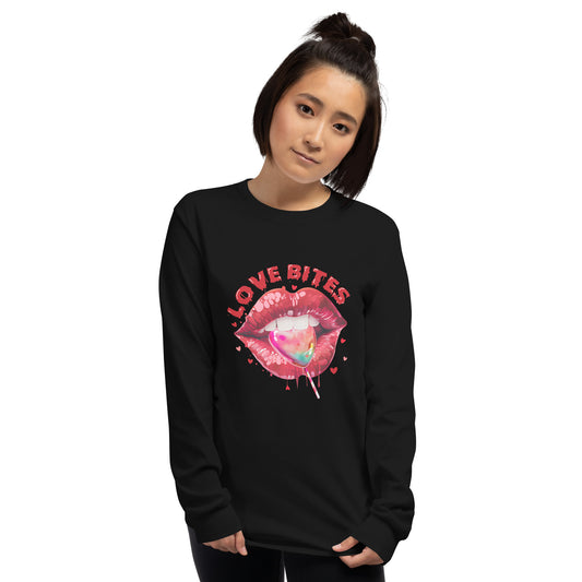 Love Bites Gloss Lips Ladies Long Sleeve Shirt