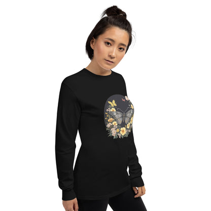 Butterflies & Flowers Ladies Long Sleeve Shirt