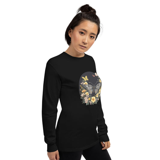 Butterflies & Flowers Ladies Long Sleeve Shirt