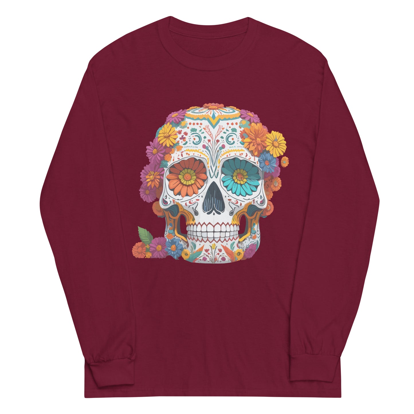 Mexican Skull red Long Sleeve Shirt