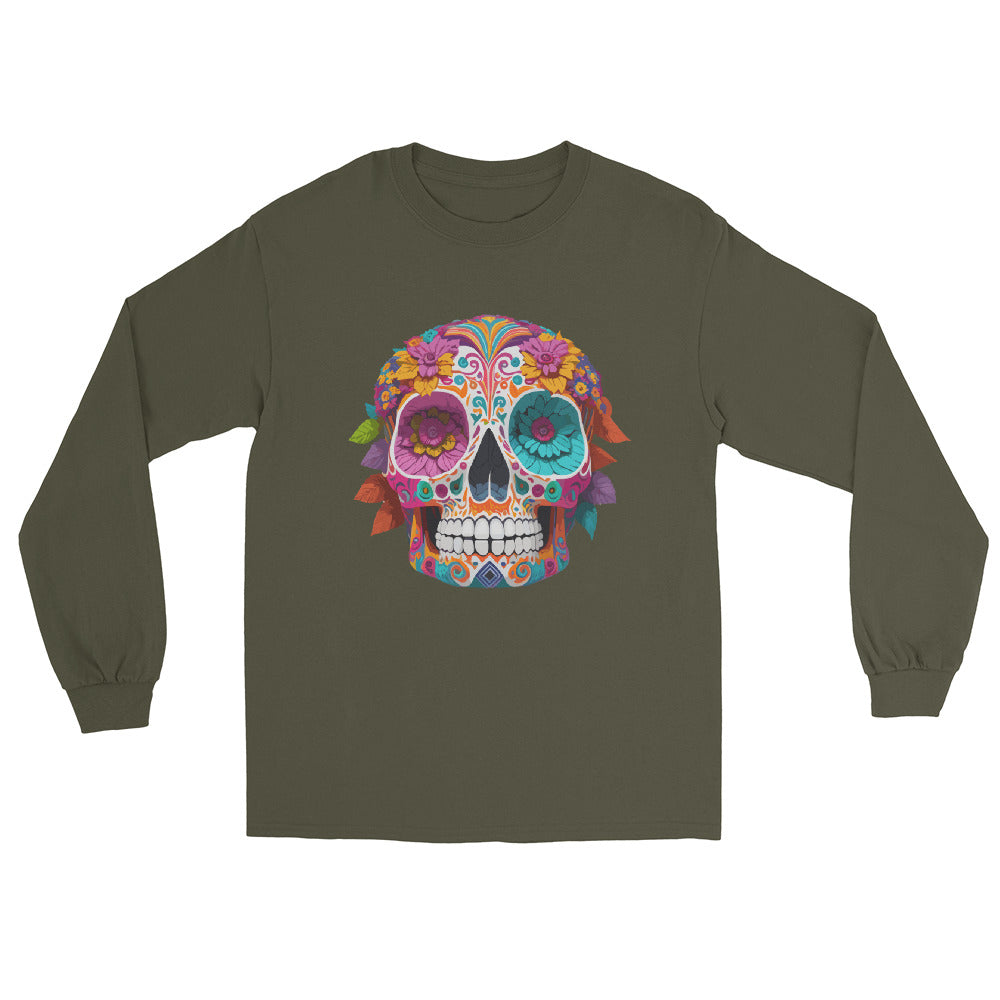 Sugar Skull gray Long Sleeve Shirt