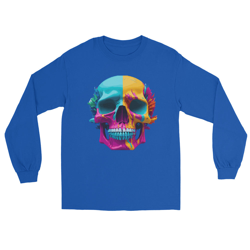 Psychedelic Skull blue Long Sleeve Shirt
