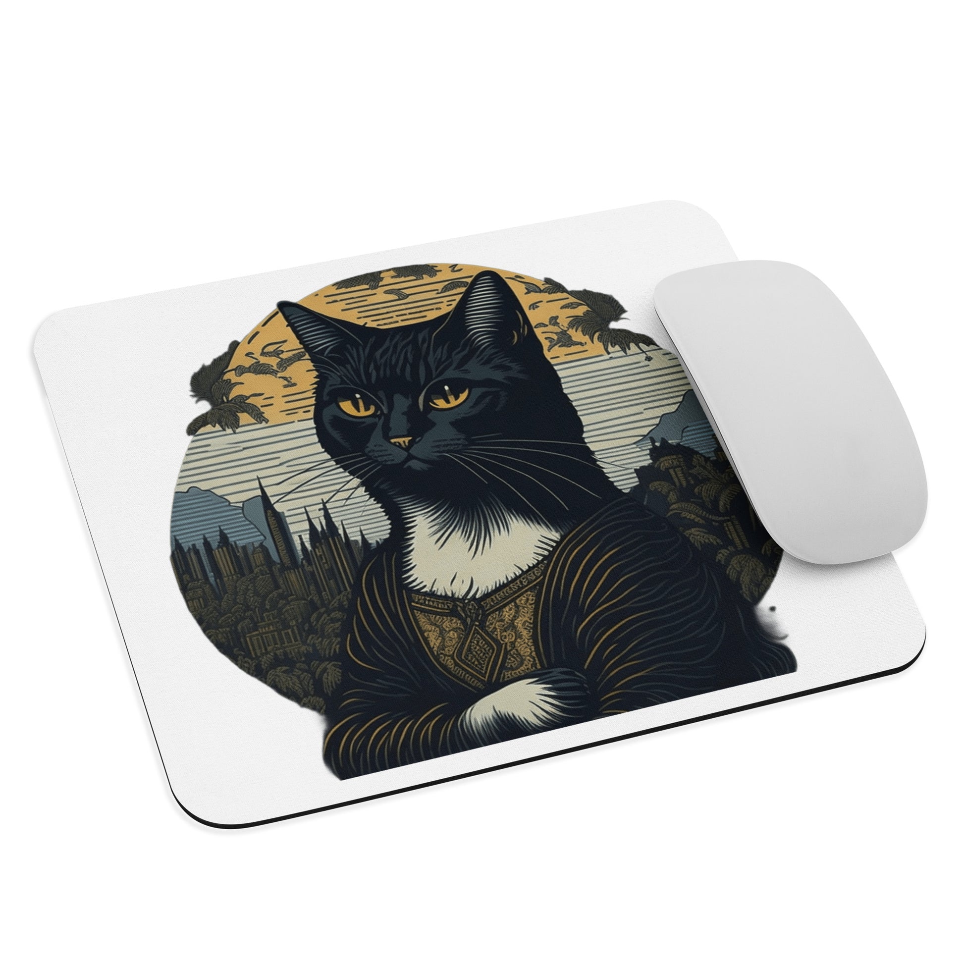 Mona Lisa Cat Mouse Pad