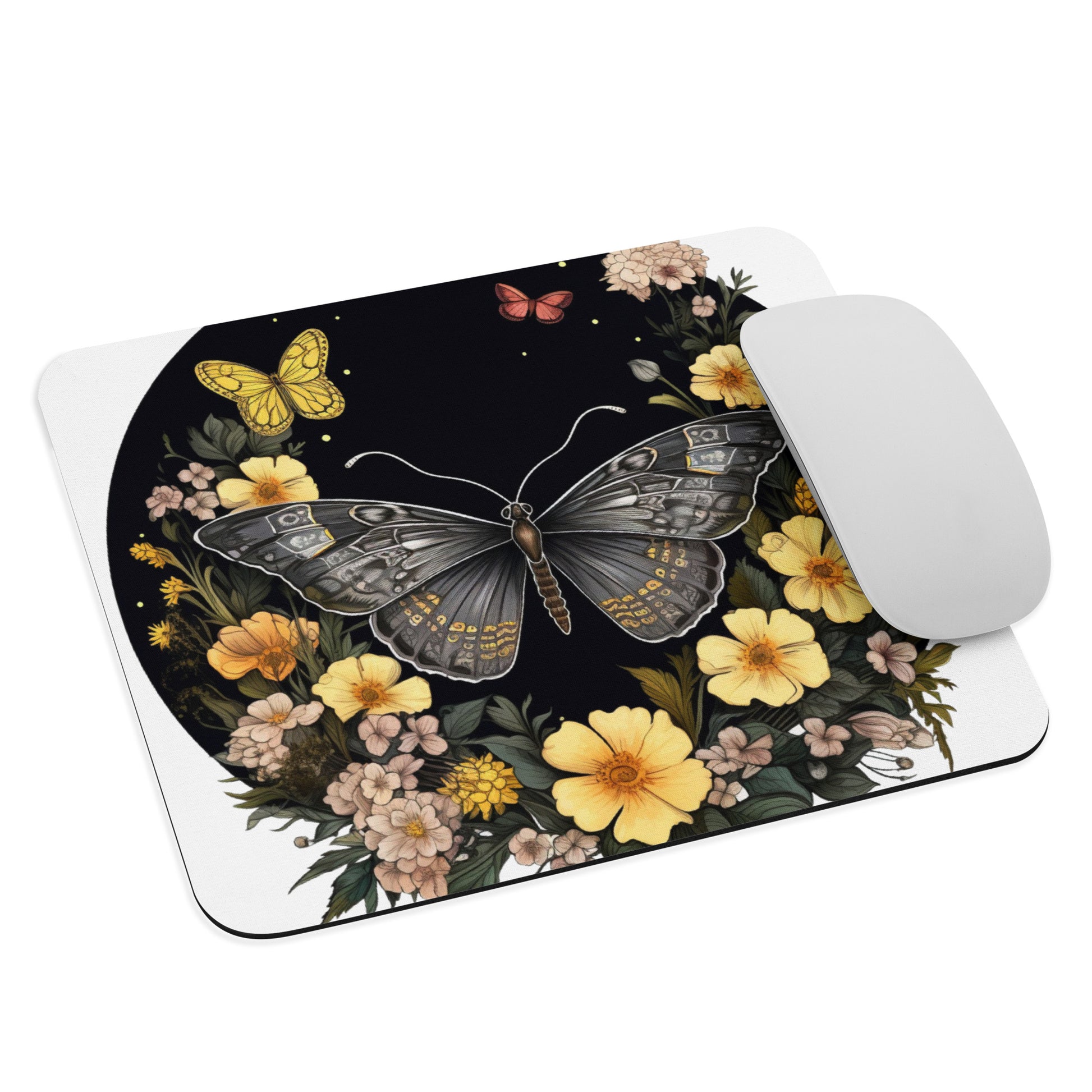 Butterfly & Flowers Mouse Pad