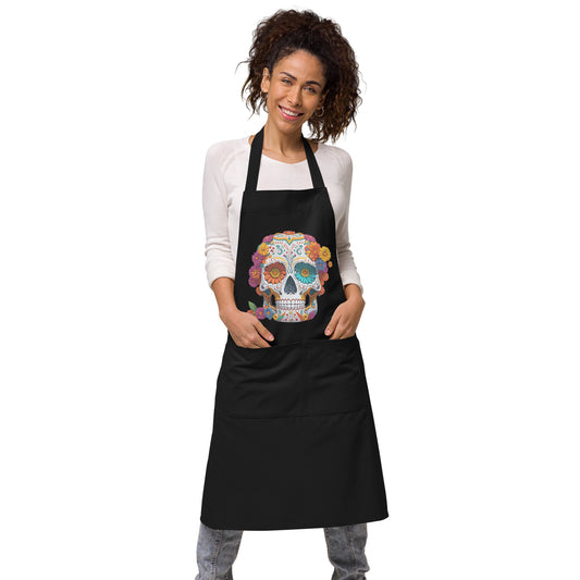 Floral Sugar Skull Organic Cotton Apron