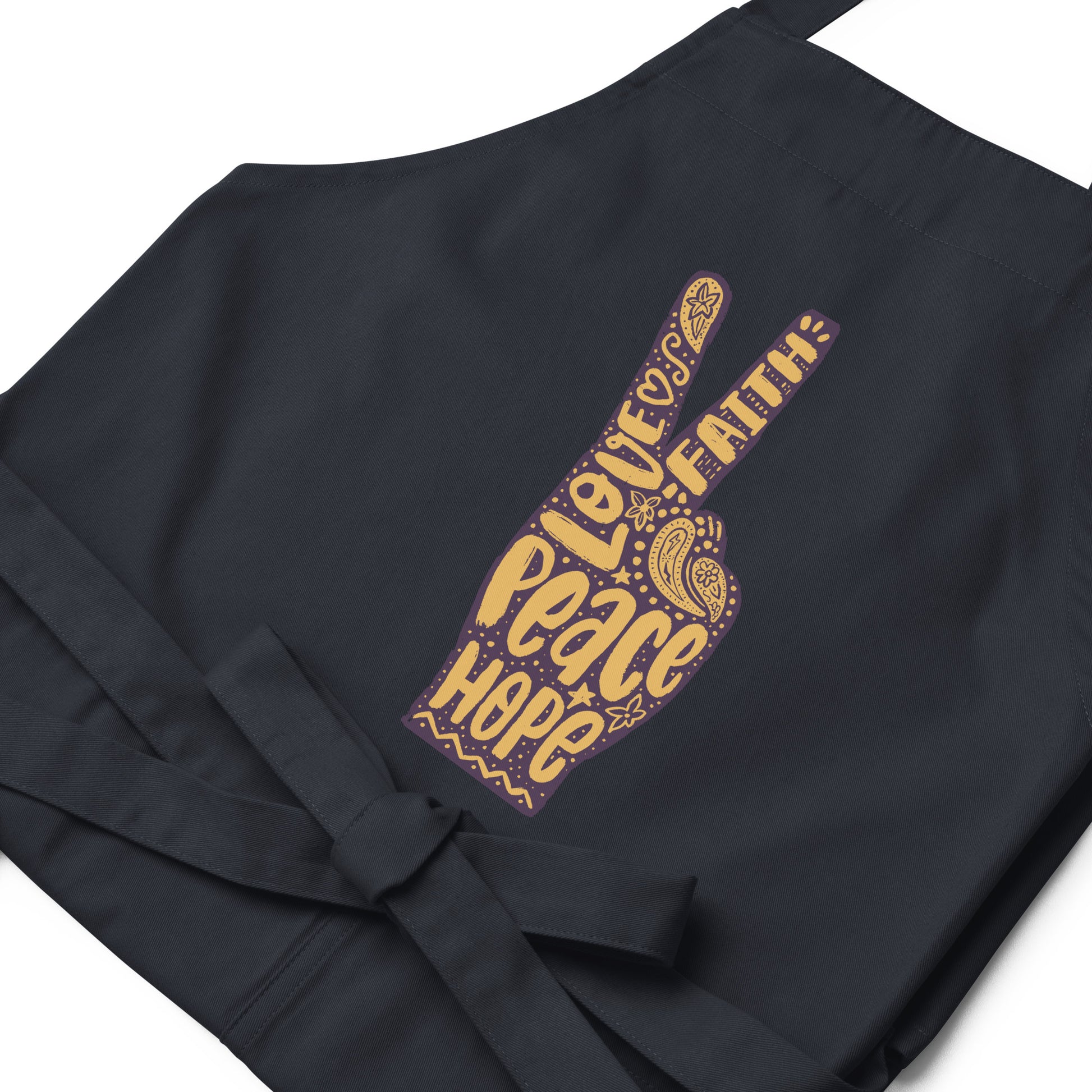hand peace sign apron