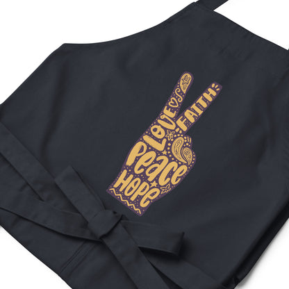hand peace sign apron