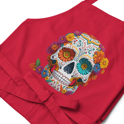 Day of the Dead Organic red apron