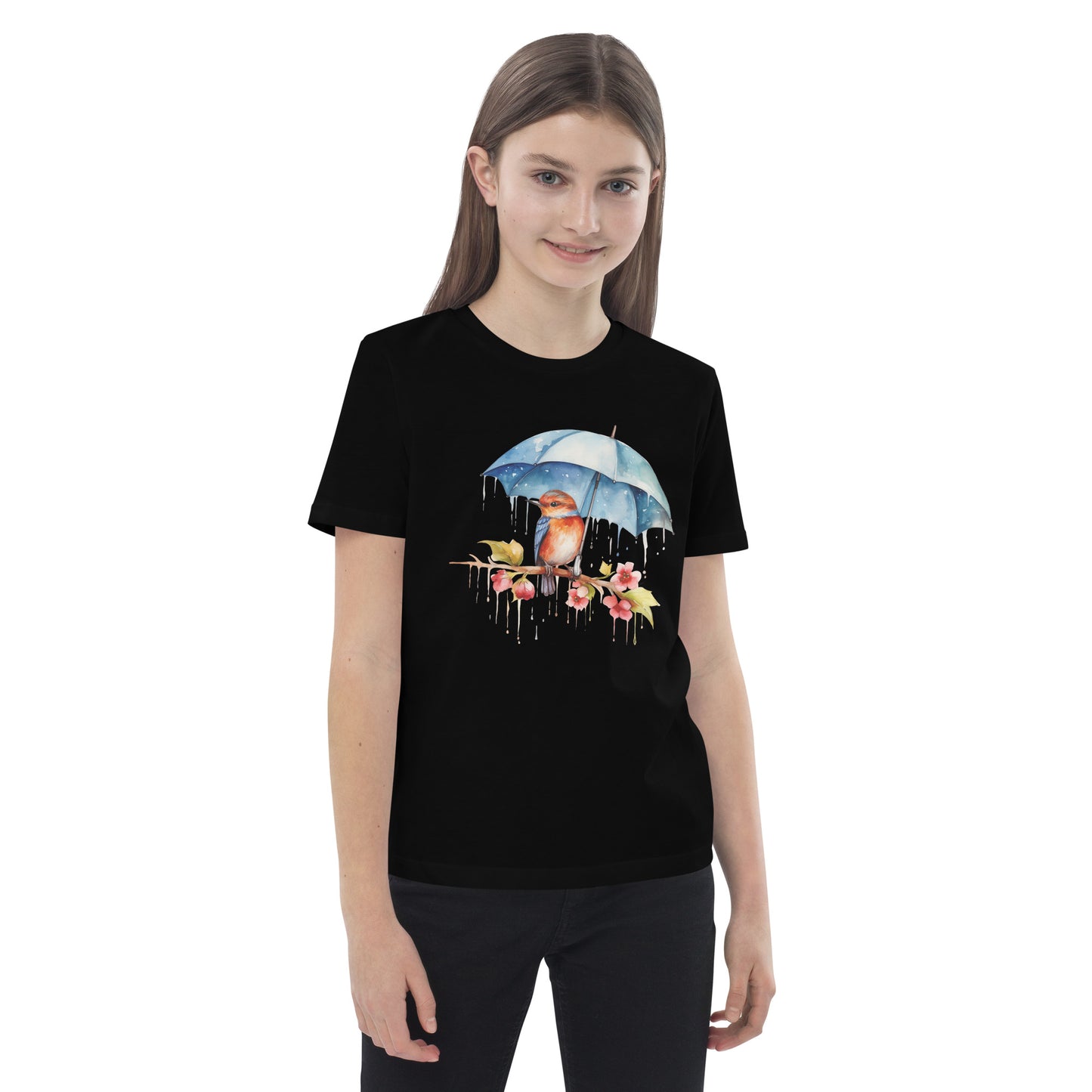 Bird in the rain Kids T-Shirt
