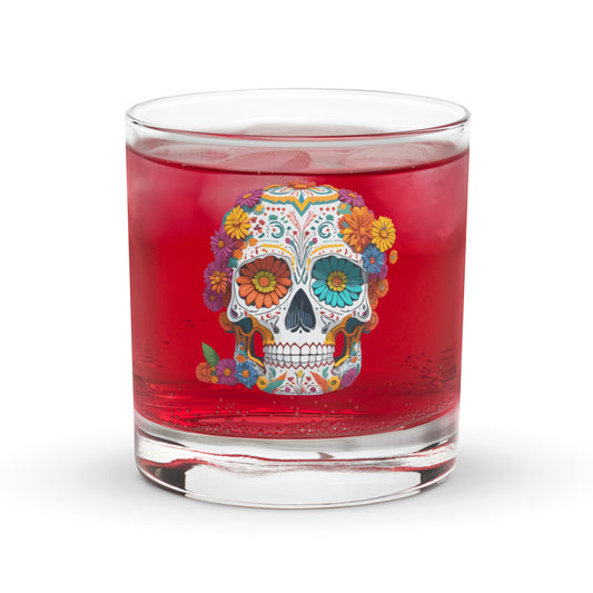 Sugar Skull Rocks Glass