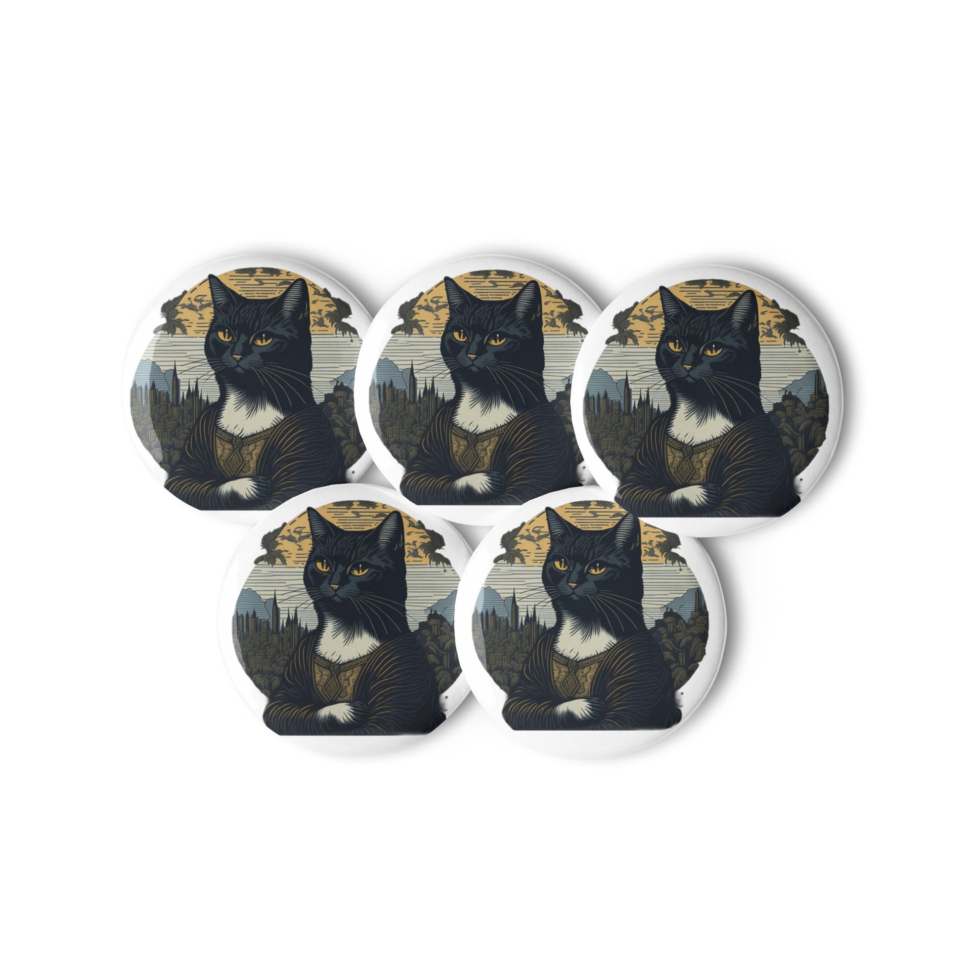 Mona Lisa Cat Buttons