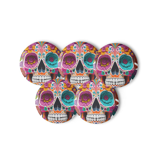 Sugar Skull Pin Buttons