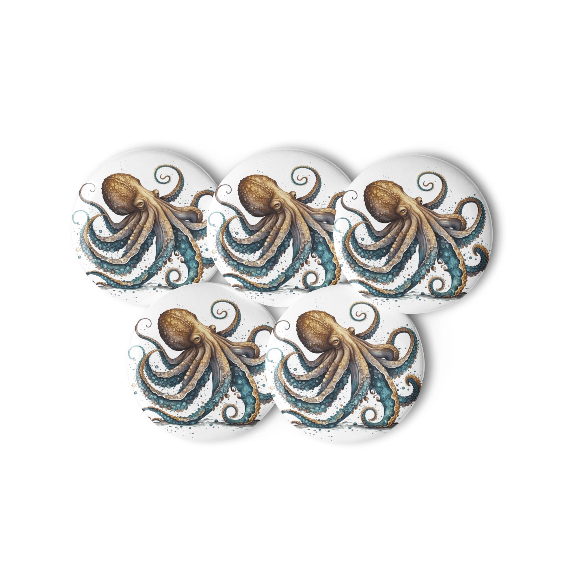 Octopus Kraken Pin Buttons