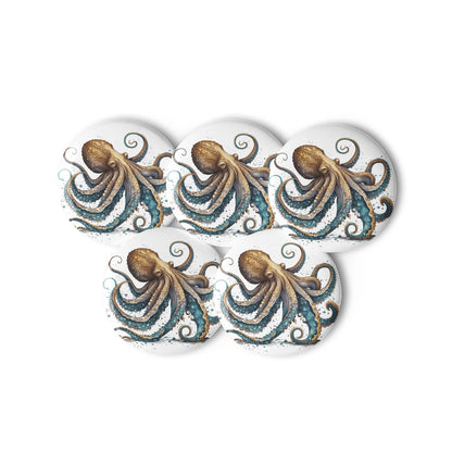 Octopus Kraken Pin Buttons