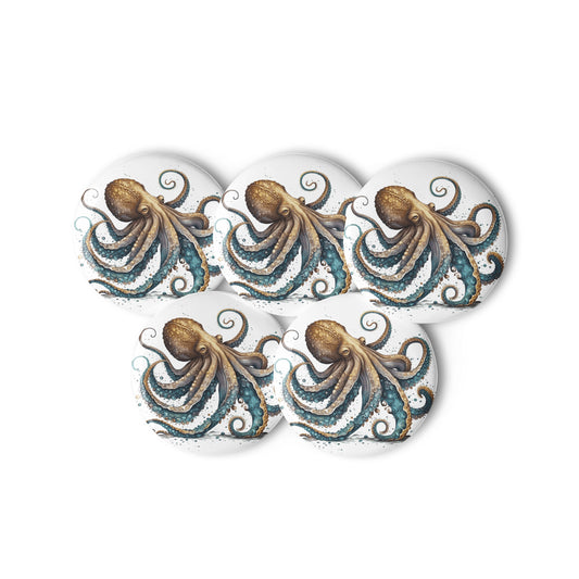 Octopus Kraken Pin Buttons