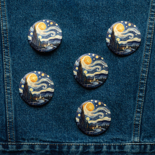 Van Gogh Starry Night Pin Buttons