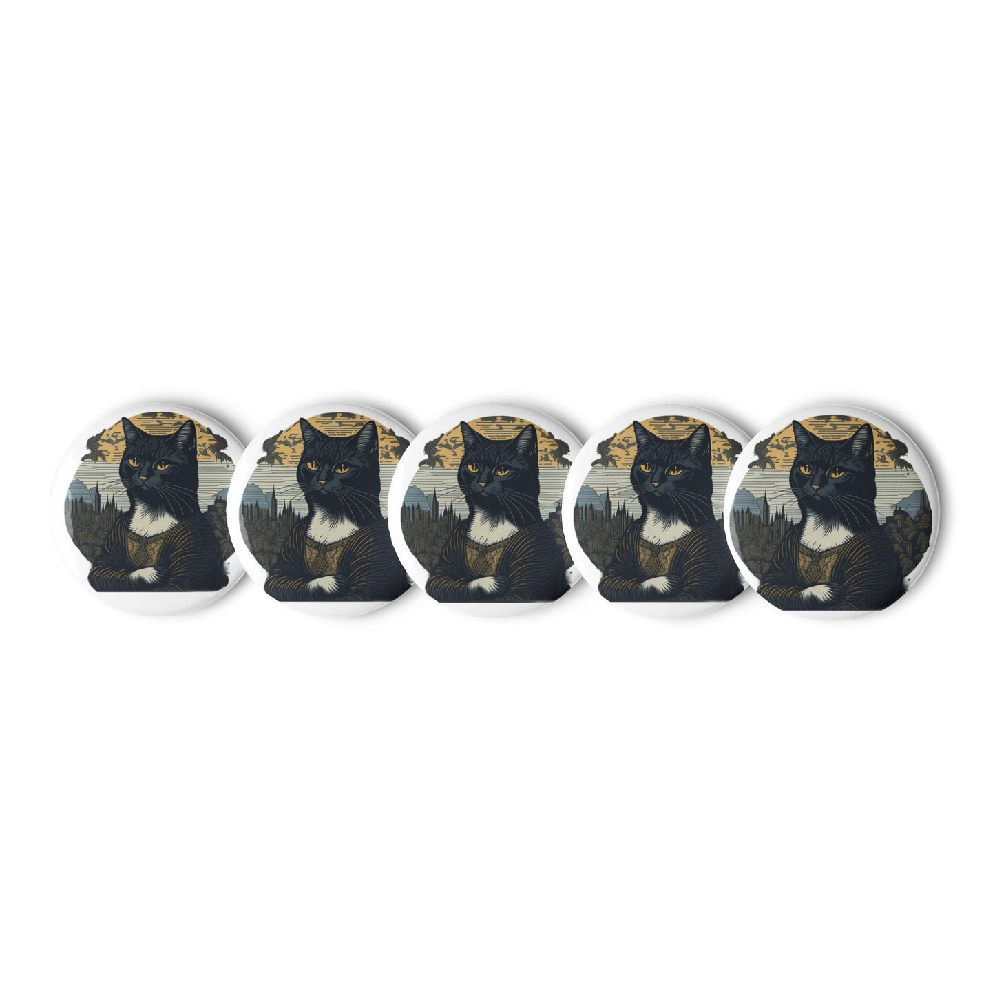 Mona Lisa Cat pin Buttons