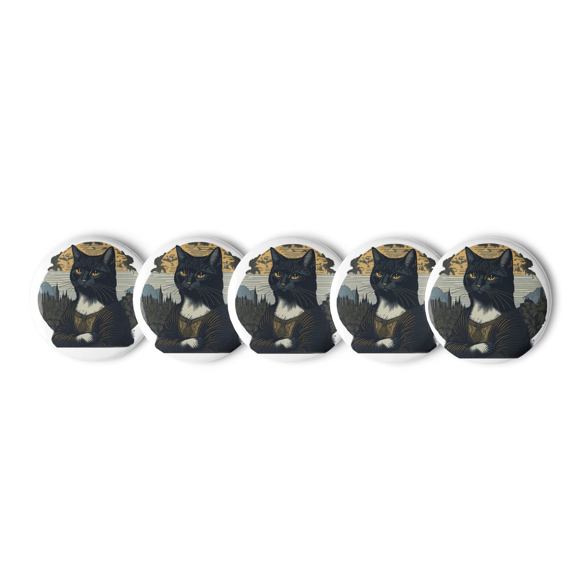 Mona Lisa Cat pin Buttons