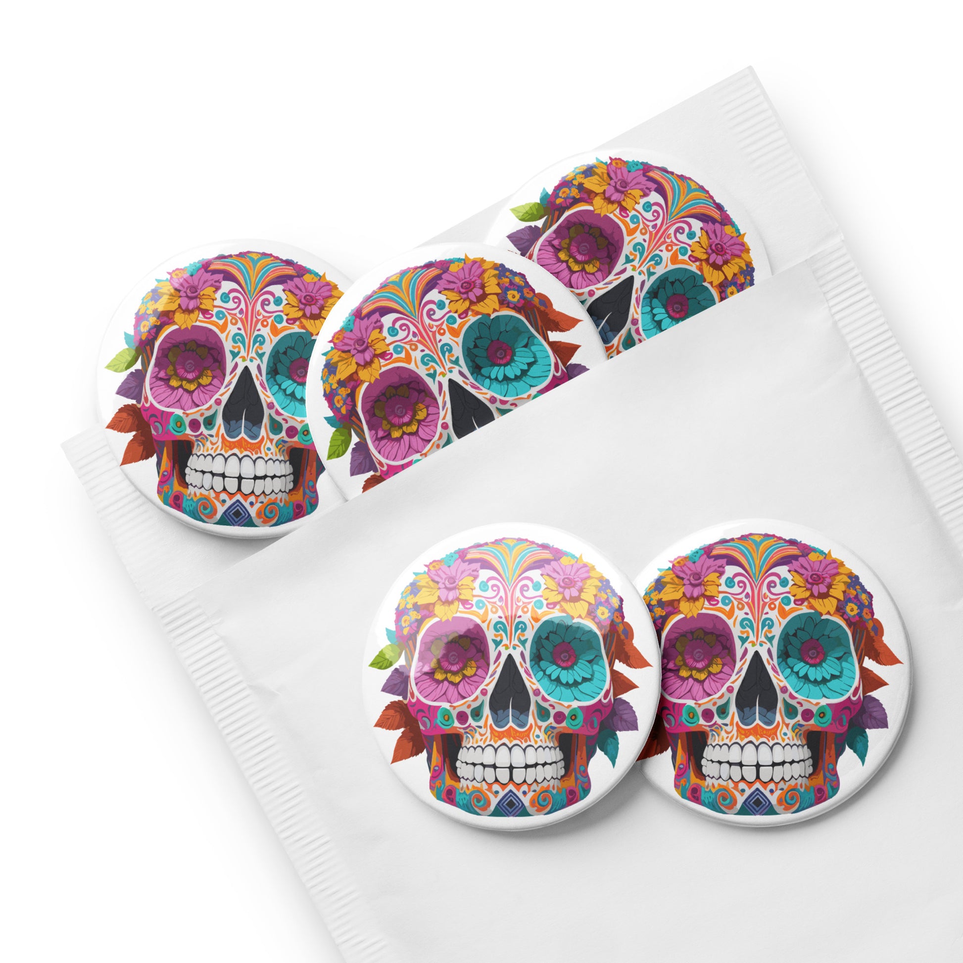 Dia De Los Muertos Pin Buttons