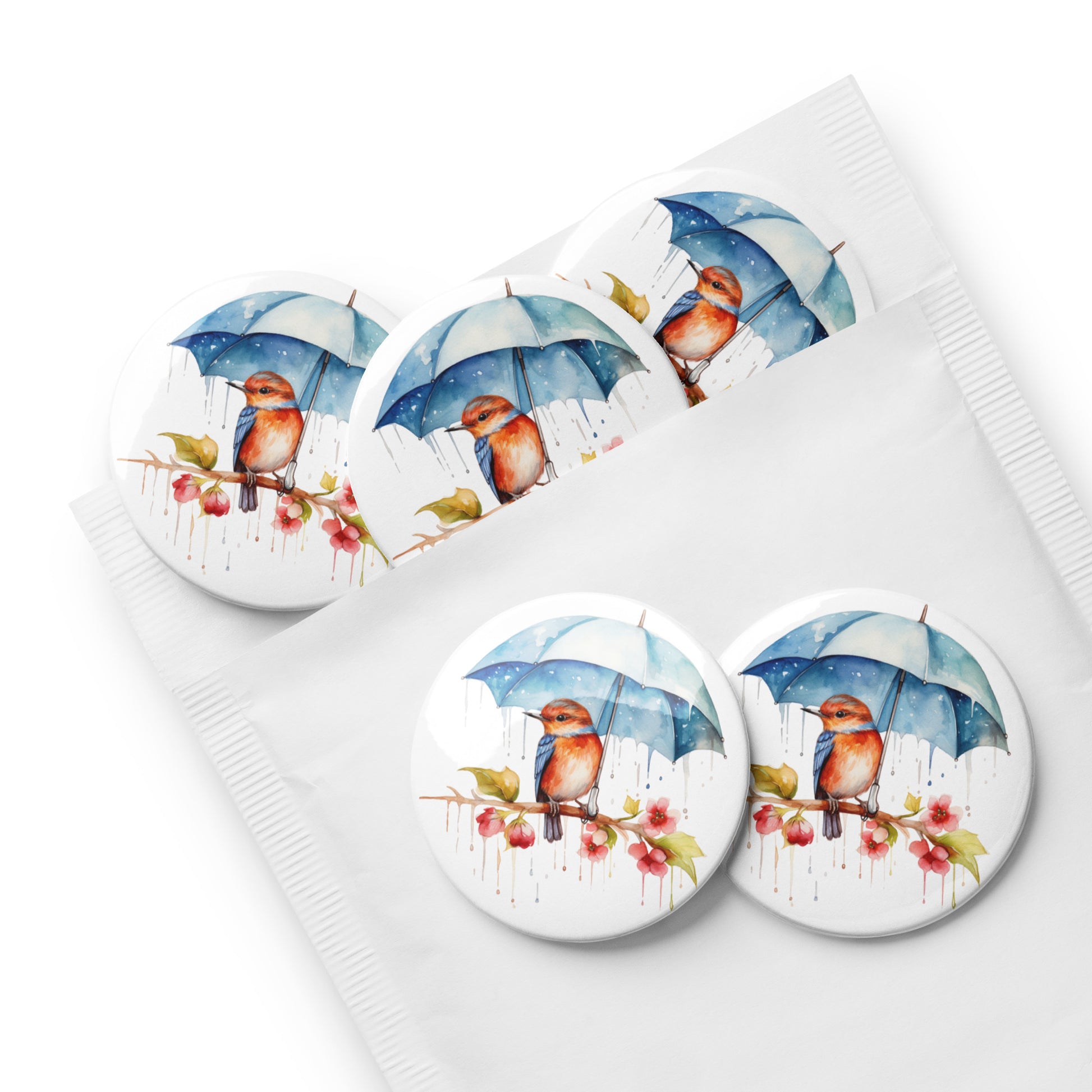 Baby Bird with Umbrella Pin Buttons