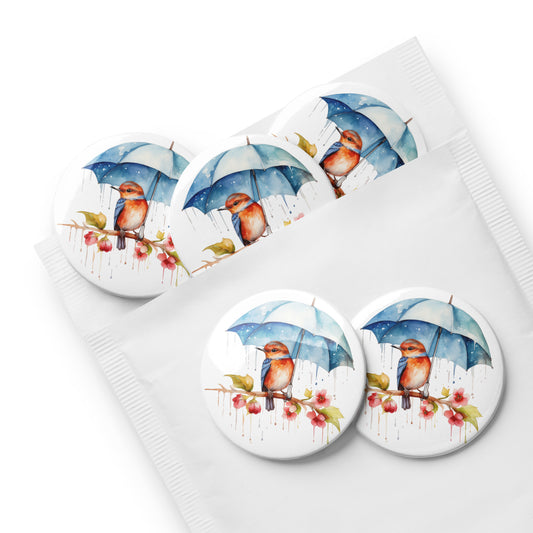 Baby Bird with Umbrella Pin Buttons