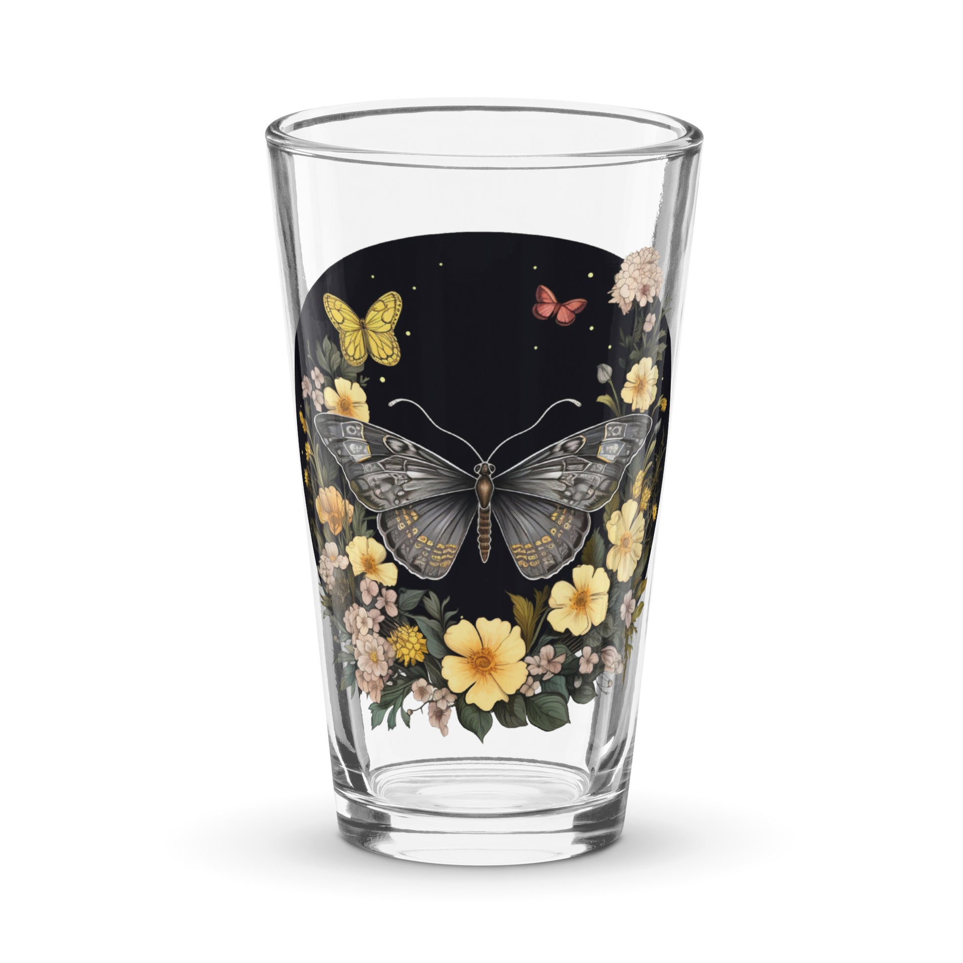Butterfly & Flowers Pint Glass