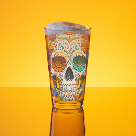 Sugar Skull Pint Glass