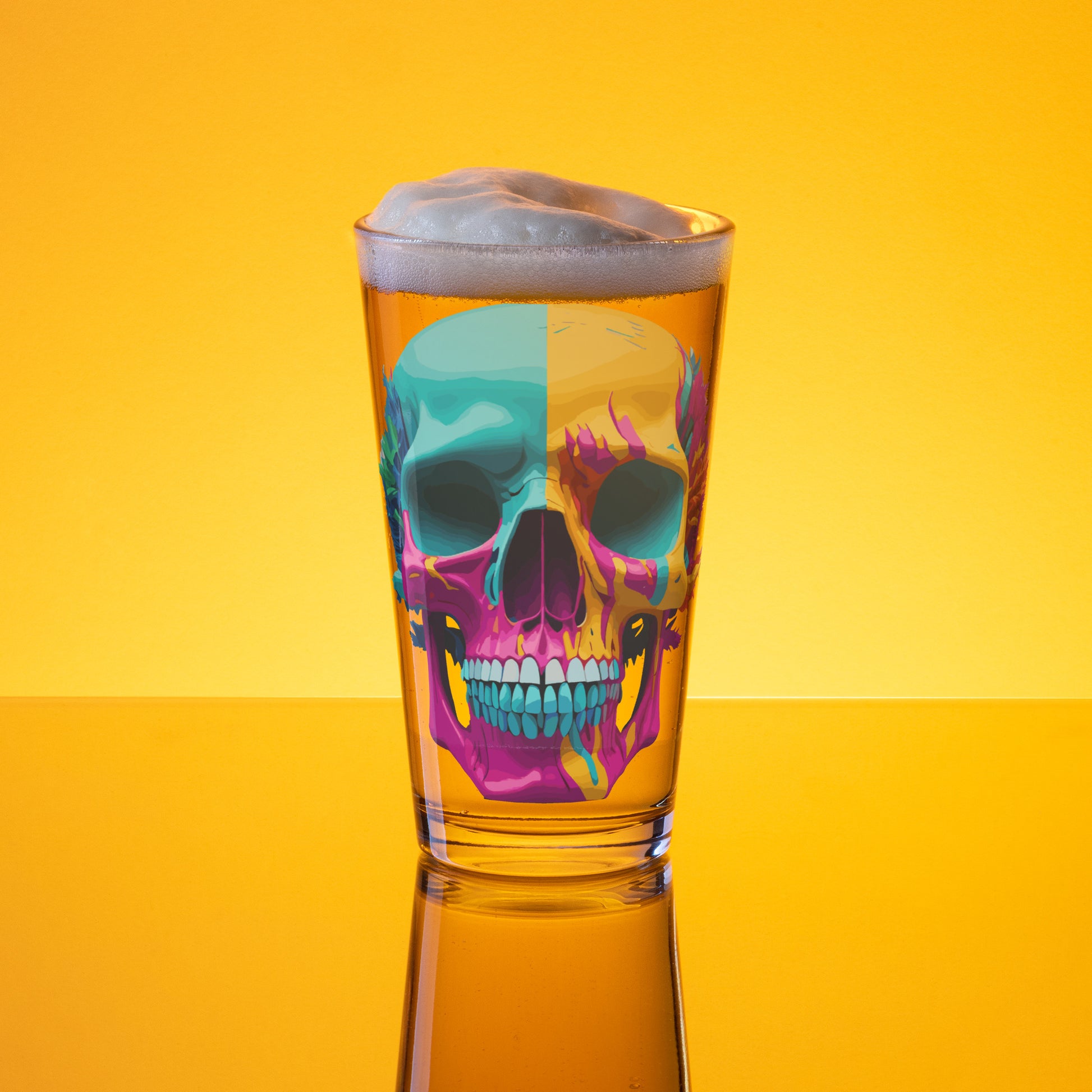 Psychedelic Skull Pint Glass