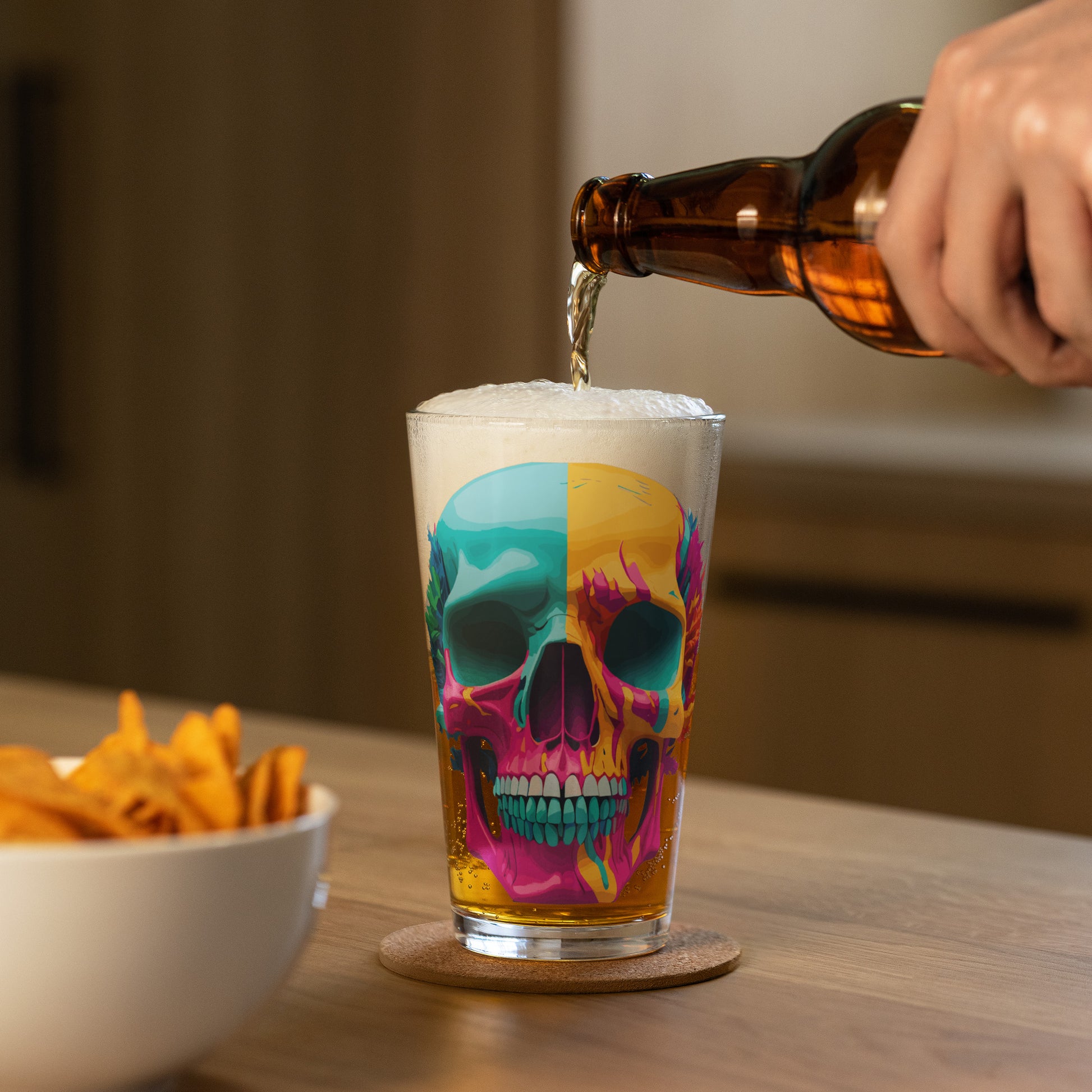 Psychedelic Skull Beer Glass
